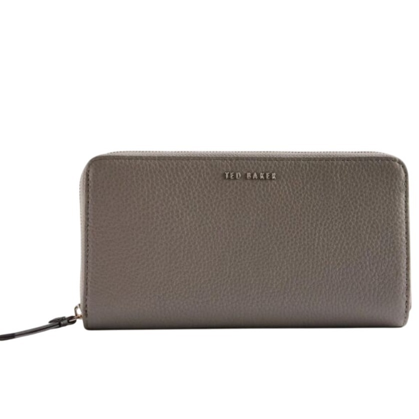 Ted Baker Daliea Large Leather Zip Around Wallet Clutch Purse Gray Pebble Grain